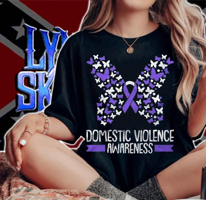 Domestic Violence Awareness Purple Ribbon Butterfly Warrior Shirt