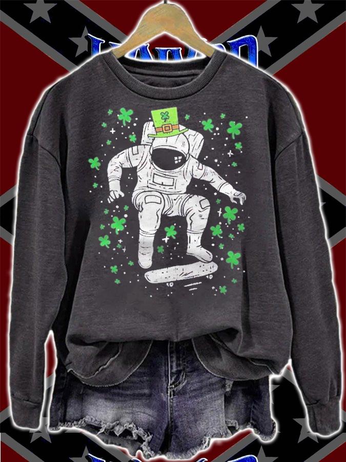 Irish Astronaut Skater Shirt Galaxy Skateboard Space Boy Shirt sweatshirt