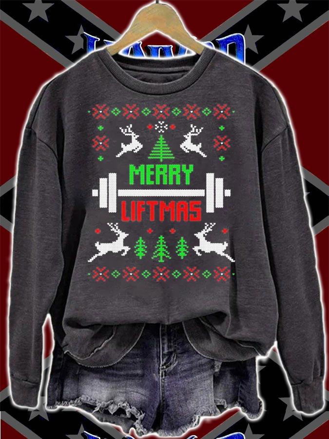 Merry Liftmas Fitness Ugly Christmas T-Shirt sweatshirt