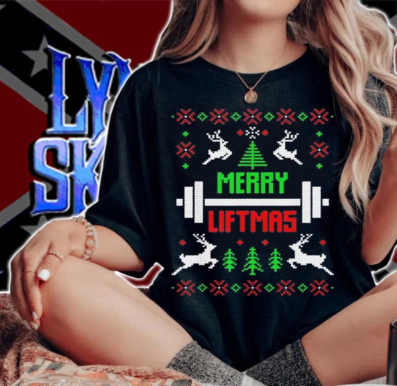 Merry Liftmas Fitness Ugly Christmas T-Shirt woman shirt