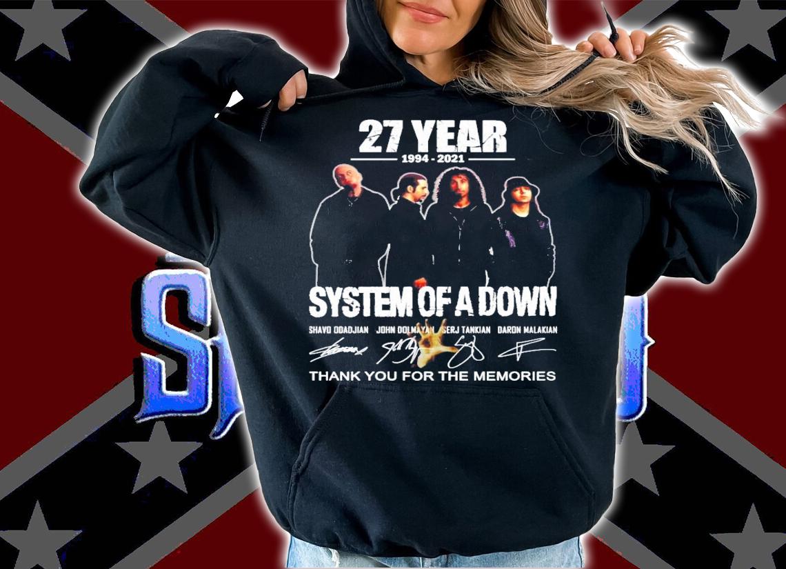 27 years 1994-2021 System Of A Down signatures t-shirt hoodie