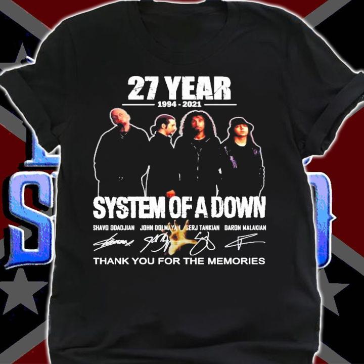 27 years 1994-2021 System Of A Down signatures t-shirt shirt