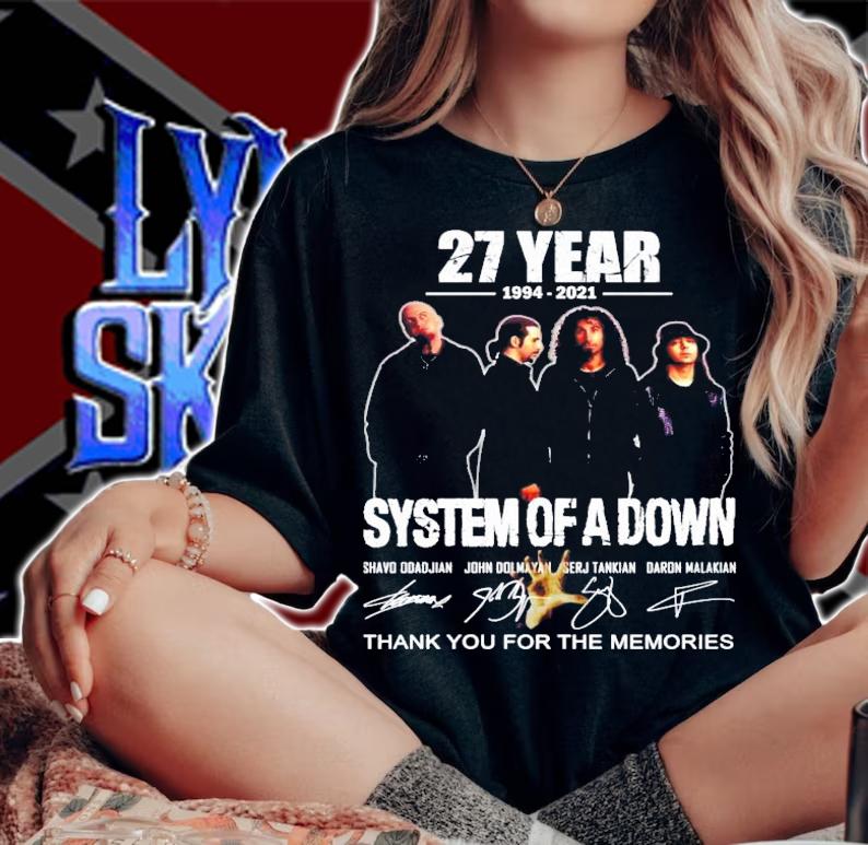 27 years 1994-2021 System Of A Down signatures t-shirt woman shirt