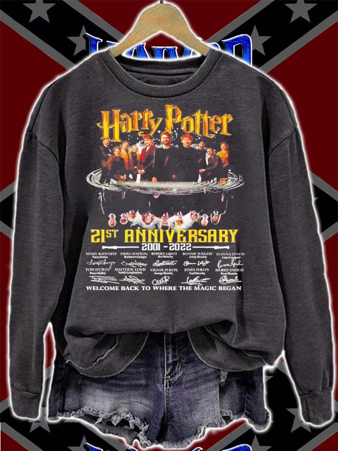 Harry Potter Water Reflection 21st Anniversary 2001-2022 Signatures Welcome Back To Where The Magic Began Shirt sweatshirt
