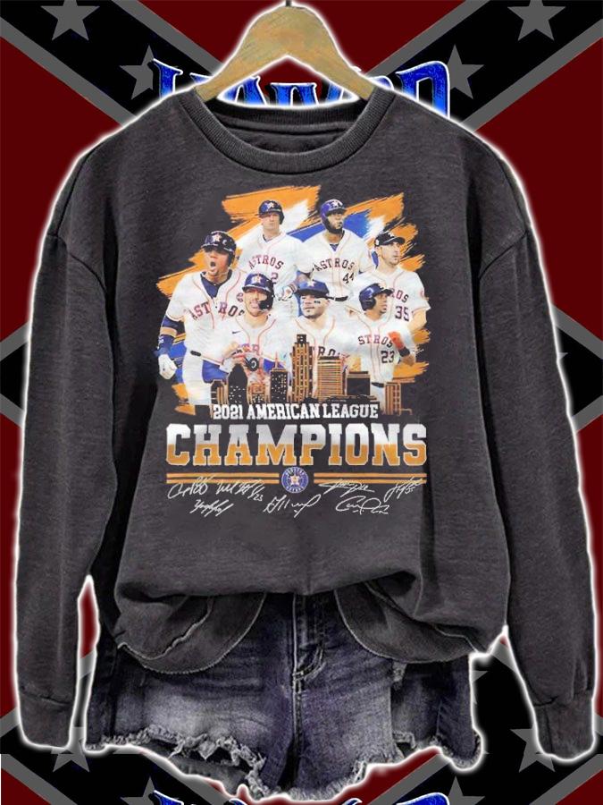Houston astros 2021 american league champions signatures shirt sweatshirt