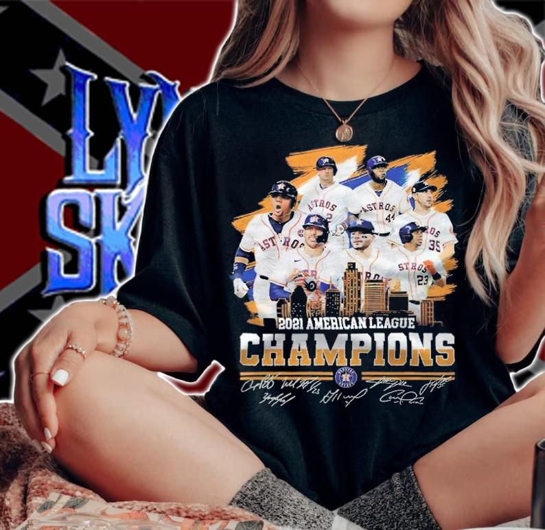Houston astros 2021 american league champions signatures shirt woman shirt
