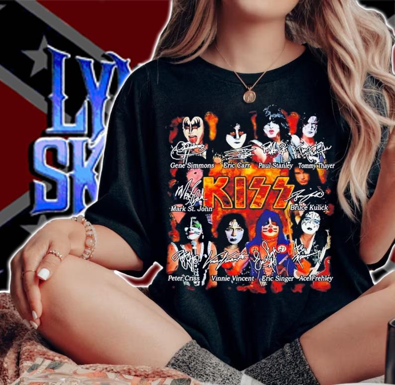 Kiss Rock Band Members Signatures Shirt woman shirt