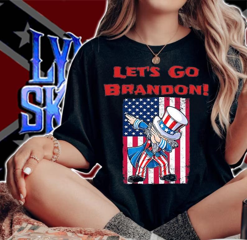 Let's Go Brandon Dabbing Uncle Sam US Flag Vintage T-Shirt woman shirt