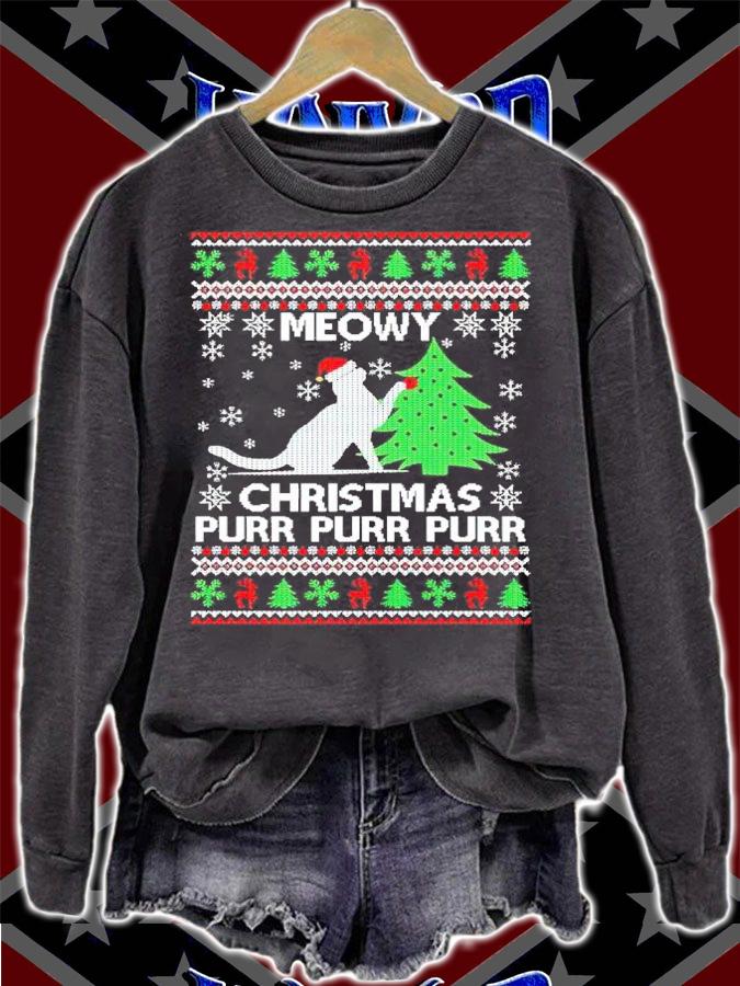 Meowy Christmas Purr Purr Purr Ugly Christmas Shirt sweatshirt