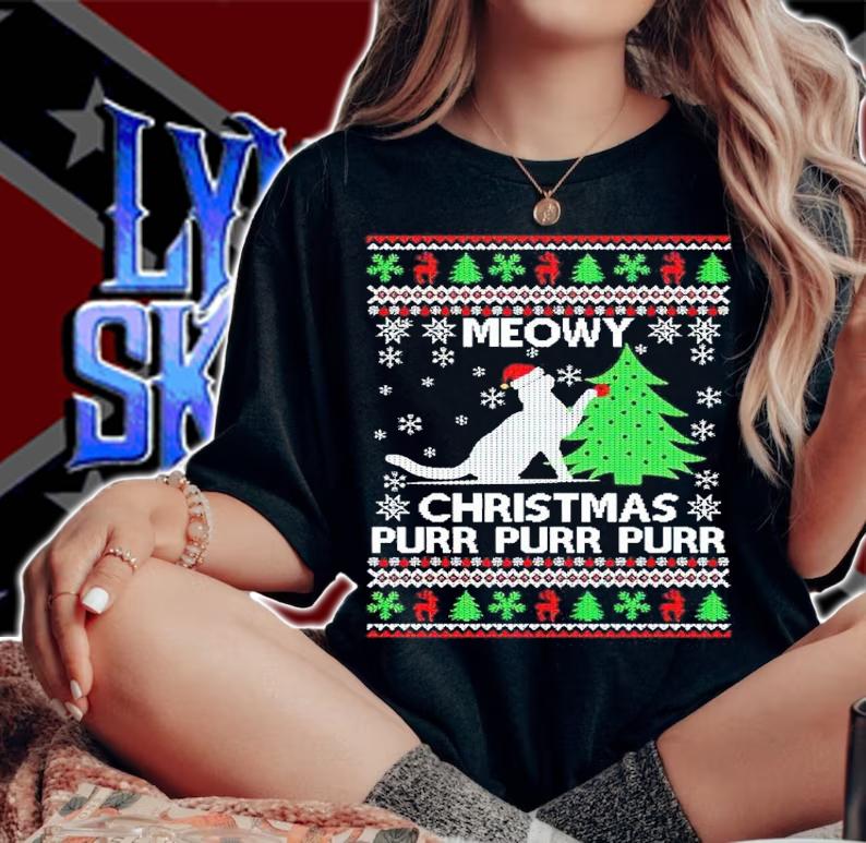 Meowy Christmas Purr Purr Purr Ugly Christmas Shirt woman shirt