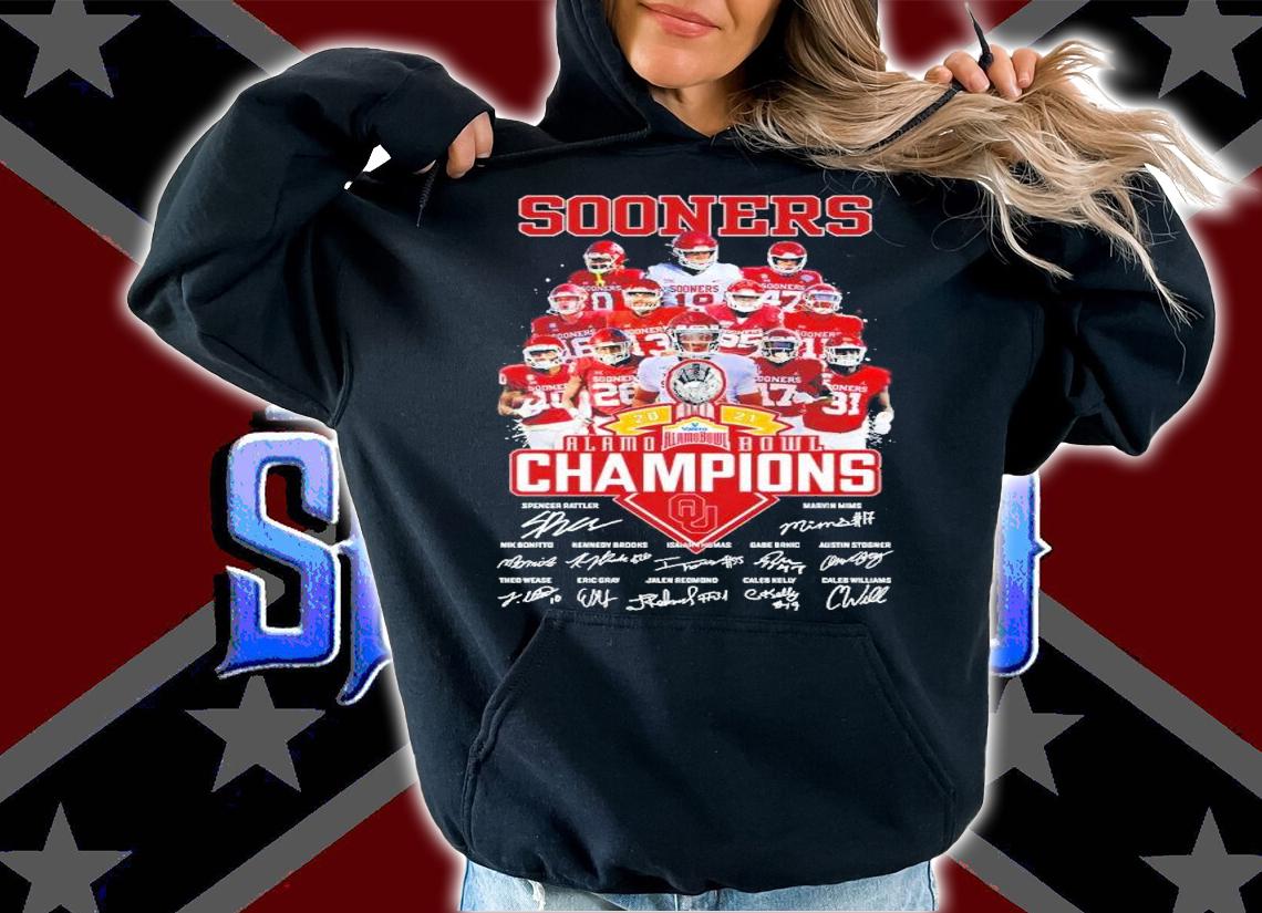 Oklahoma Sooners 2021 Alamo Bowl Champions Signatures Shirt hoodie