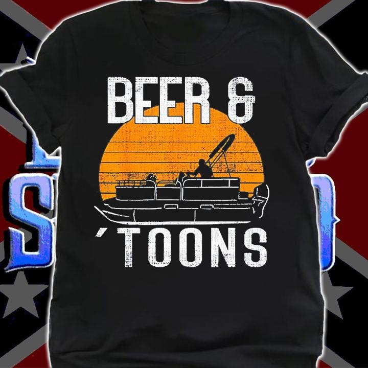Retro Vintage Beer And Toons Pontoon Boat Captain Boating T-Shirt shirt