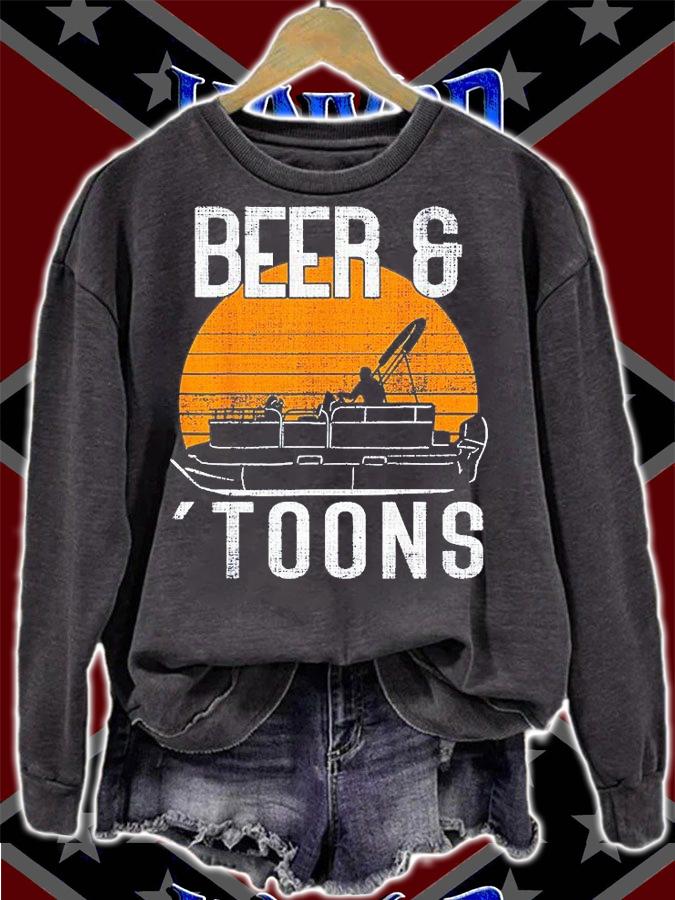 Retro Vintage Beer And Toons Pontoon Boat Captain Boating T-Shirt sweatshirt