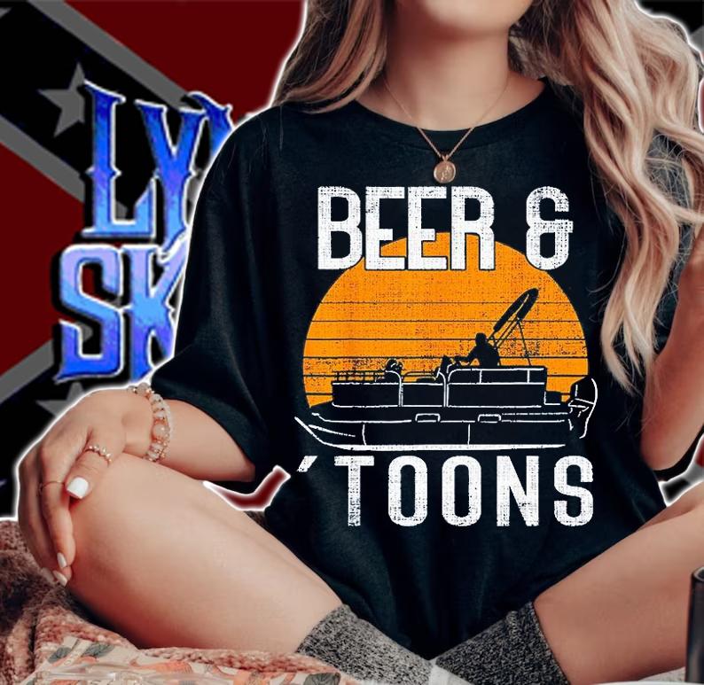 Retro Vintage Beer And Toons Pontoon Boat Captain Boating T-Shirt woman shirt