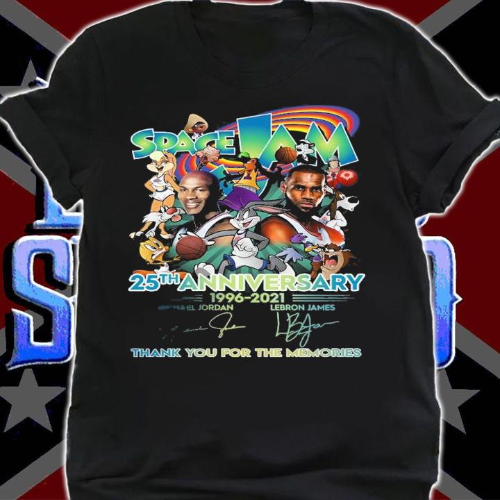 Space Jam 25th anniversary 1996-2021 Michael Jordan Lebron James signature shirt