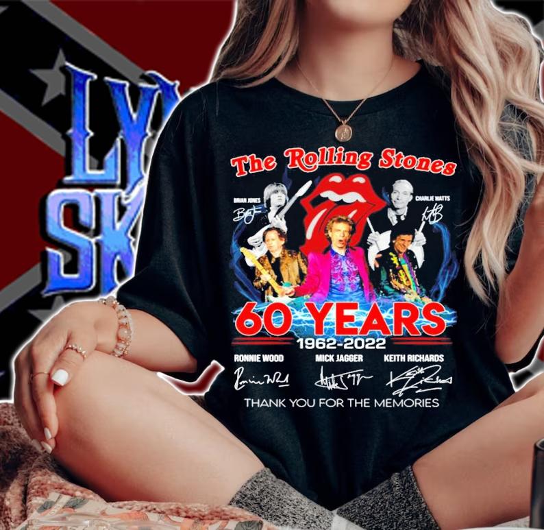 The Rolling Stones 60 Years 1962-2022 Signatures Thank You For The Memories Shirt woman shirt
