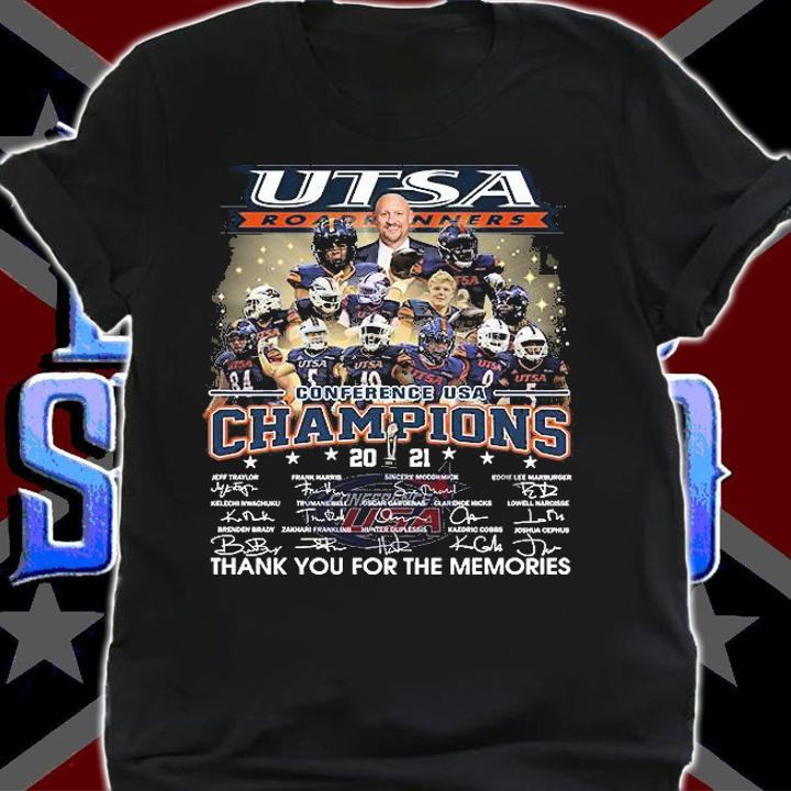 Utsa Roadrunners Conference Usa Champions 2021 Signatures Thank You For The Memories T-Shirt shirt