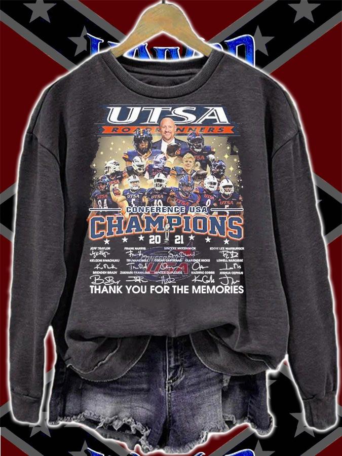 Utsa Roadrunners Conference Usa Champions 2021 Signatures Thank You For The Memories T-Shirt sweatshirt