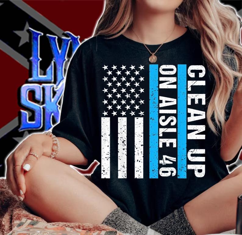 Clean Up On Aisle 46 Impeach Biden 46 USA Flag T-Shirt
