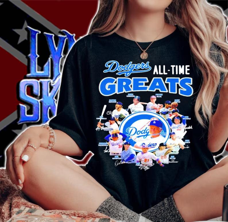 Dodgers all time Greats baseball signatures shirt woman shirt