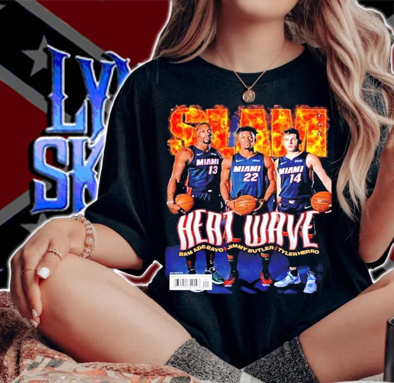 Slam Miami heat wave Bam Adebayo Jimmy Butler Tyler Herro shirt