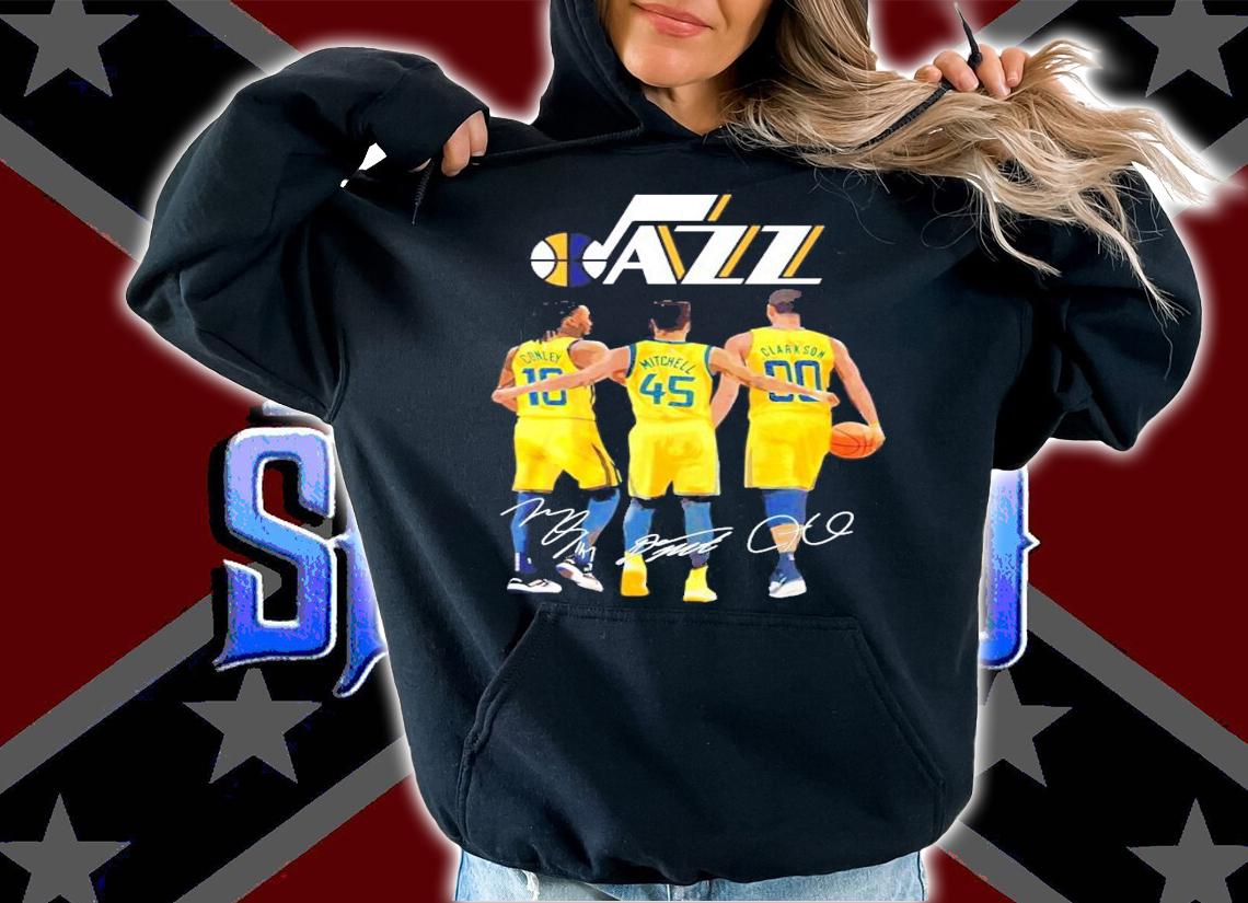 Utah Jazz Conley Mitchell Clarkson signatures t-shirt hoodie