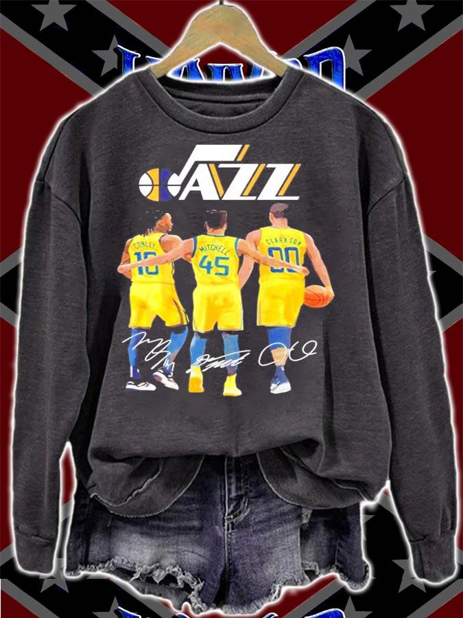 Utah Jazz Conley Mitchell Clarkson signatures t-shirt sweatshirt