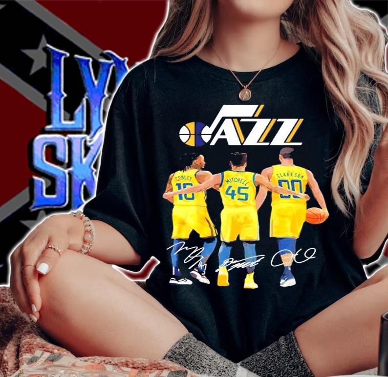 Utah Jazz Conley Mitchell Clarkson signatures t-shirt woman shirt