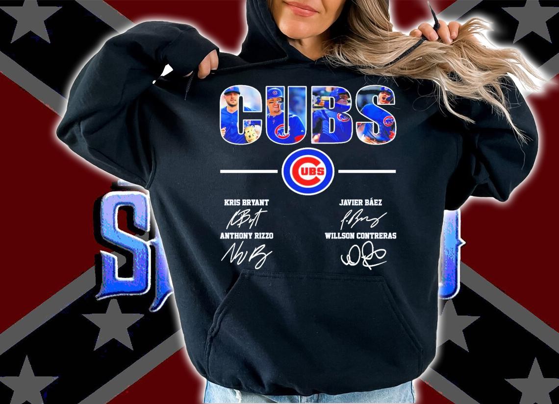 Cubs Kris Bryant Javier Baez Anthony Rizzo Willson contreras signatures t-shirt hoodie