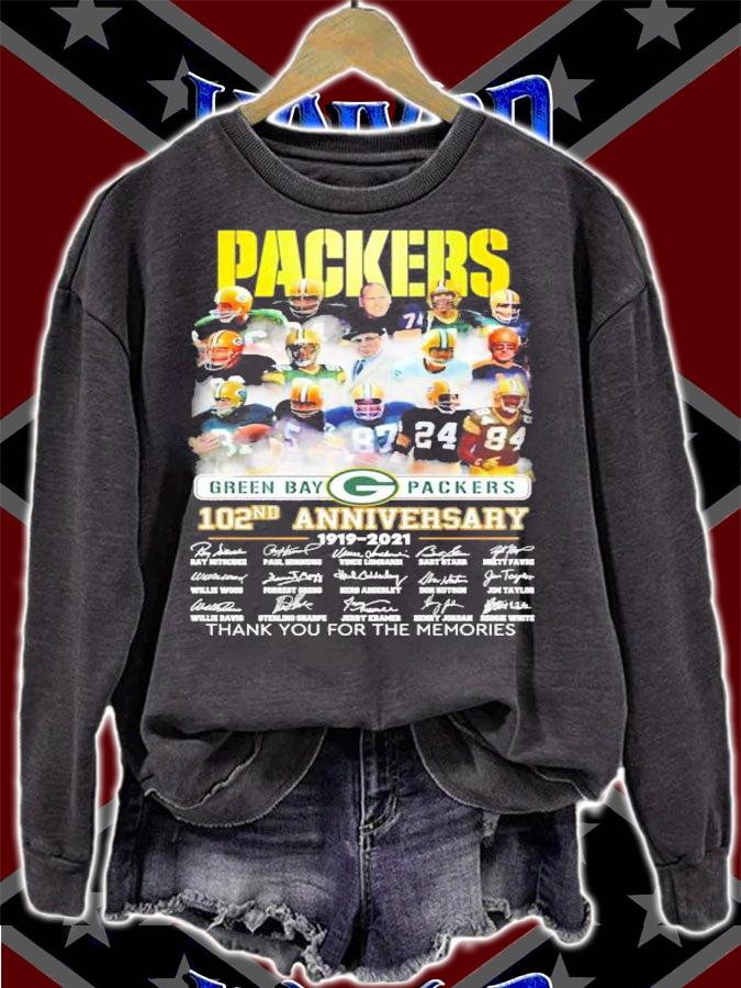 Men's Green Bay Packers 102nd anniversary 1919-2021 thank you for the memories shirt