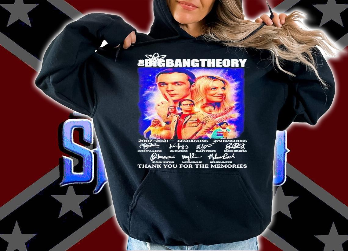 The Big Bang Theory 2007-2021 signature thank You for the memories T-shirt hoodie
