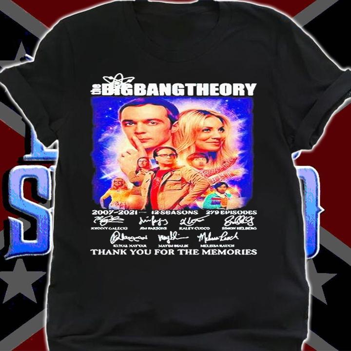 The Big Bang Theory 2007-2021 signature thank You for the memories T-shirt shirt