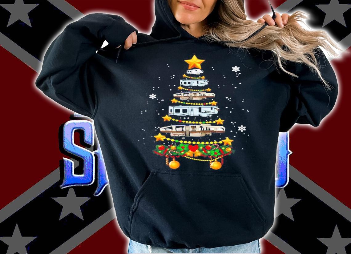 Camping car Christmas tree sweater t-shirt