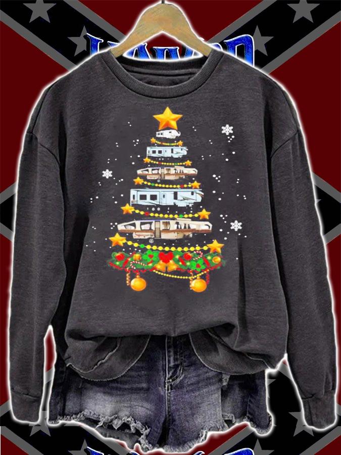 Camping car Christmas tree sweater t-shirt