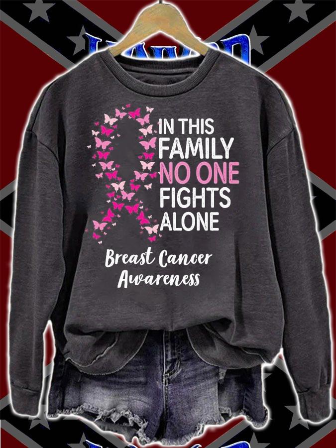 In this family no one fights alone breast cancer awareness shirt sweatshirt