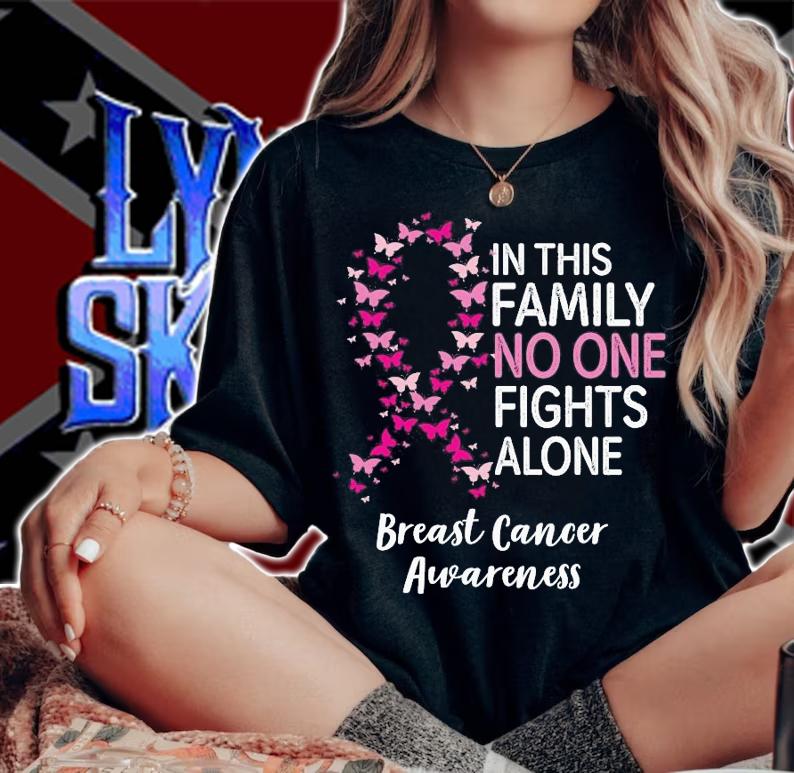 In this family no one fights alone breast cancer awareness shirt woman shirt