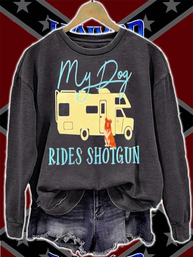My dog rides shotgun Border Collie Camping shirt sweatshirt