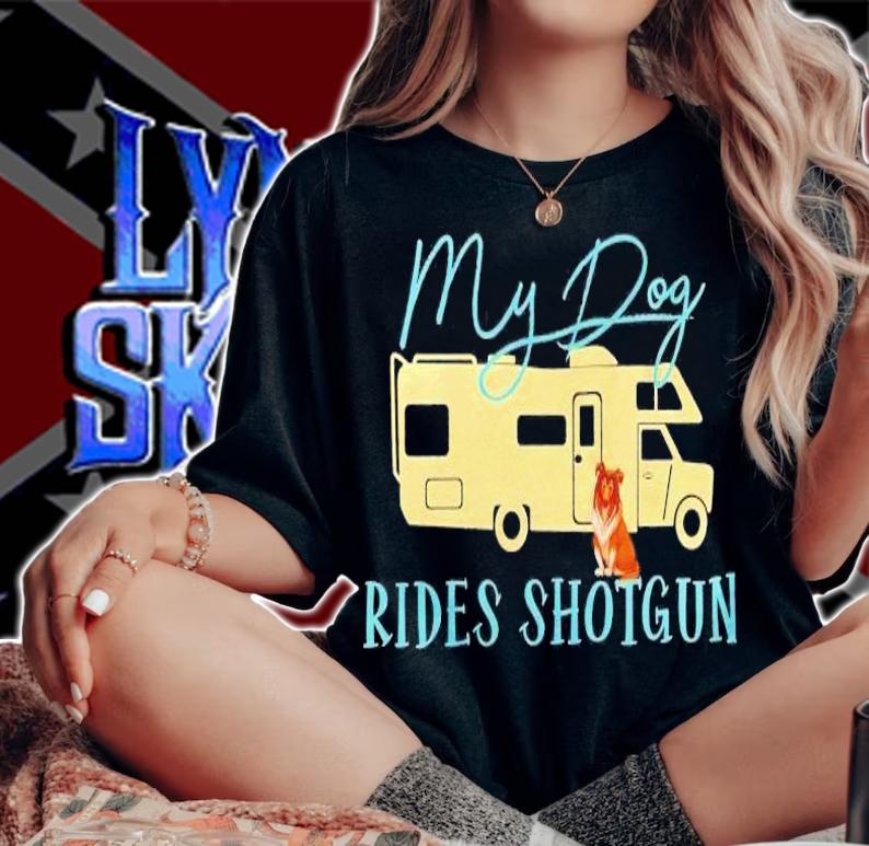 My dog rides shotgun Border Collie Camping shirt woman shirt