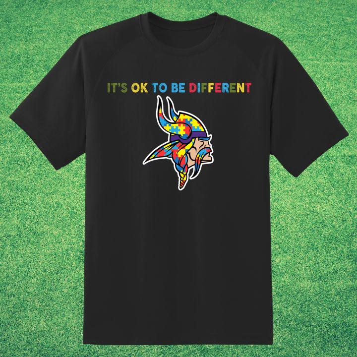 Official Autism Puzzle Piece Minnesota Vikings Its Ok To Be Different Shirt