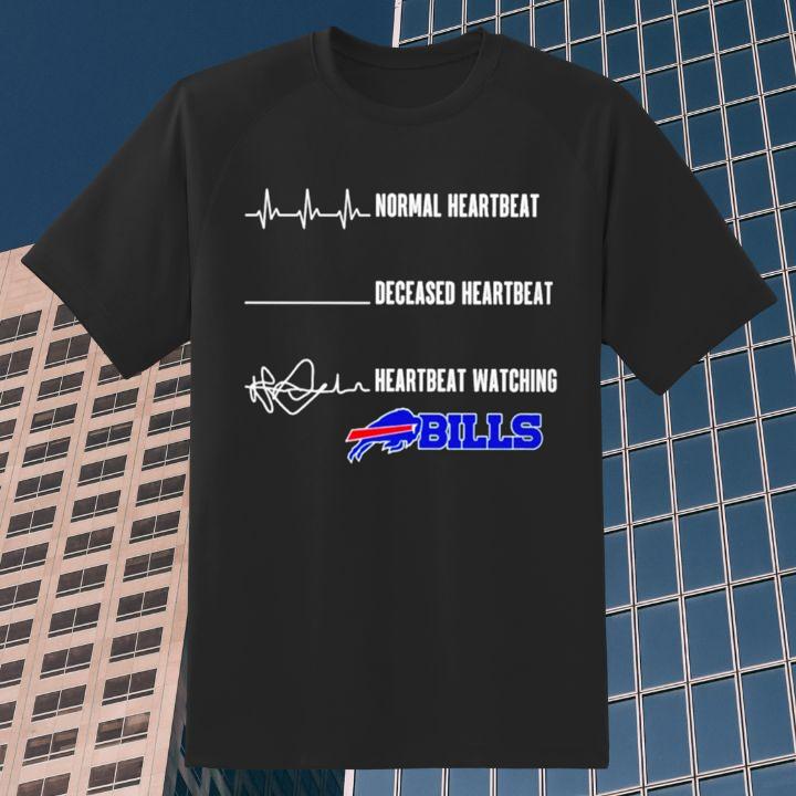 Official Normal Heartbeat Deceased Heartbeat Watching Buffalo Bills Logo T-Shirt