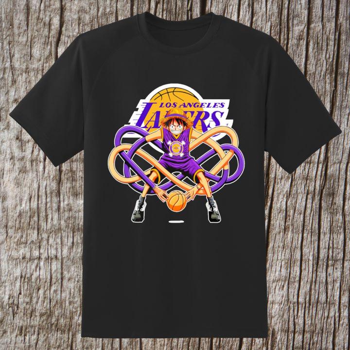 Monkey D. Luffy Los Angeles Lakers One Piece Funny Basketball T-Shirt