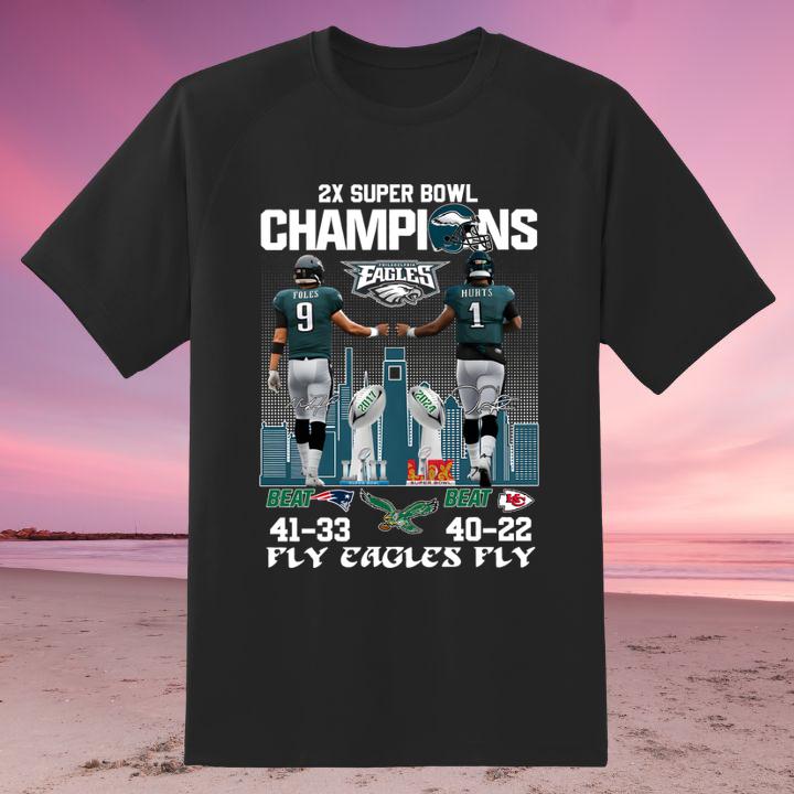 2X Super Bowl Champions Nick Foles And Jalen Hurts Fly Eagles Fly Shirt