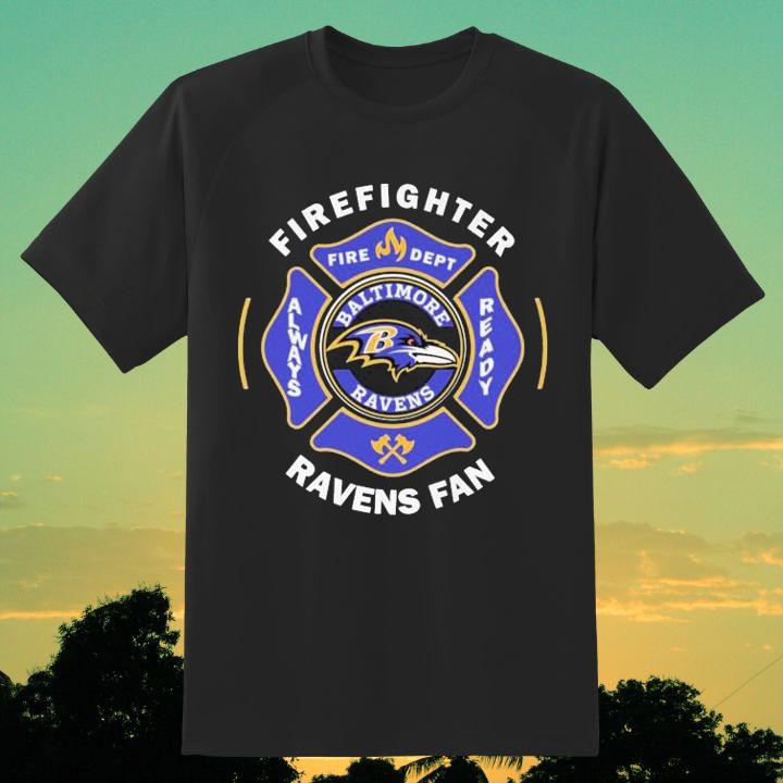 Fire Dept Baltimore Ravens Logo Football Firefighter T-Shirt