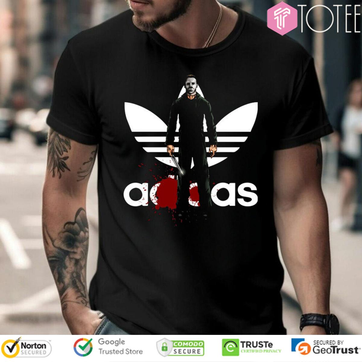 Michael Myers Parody Adidas Logo T-Shirt