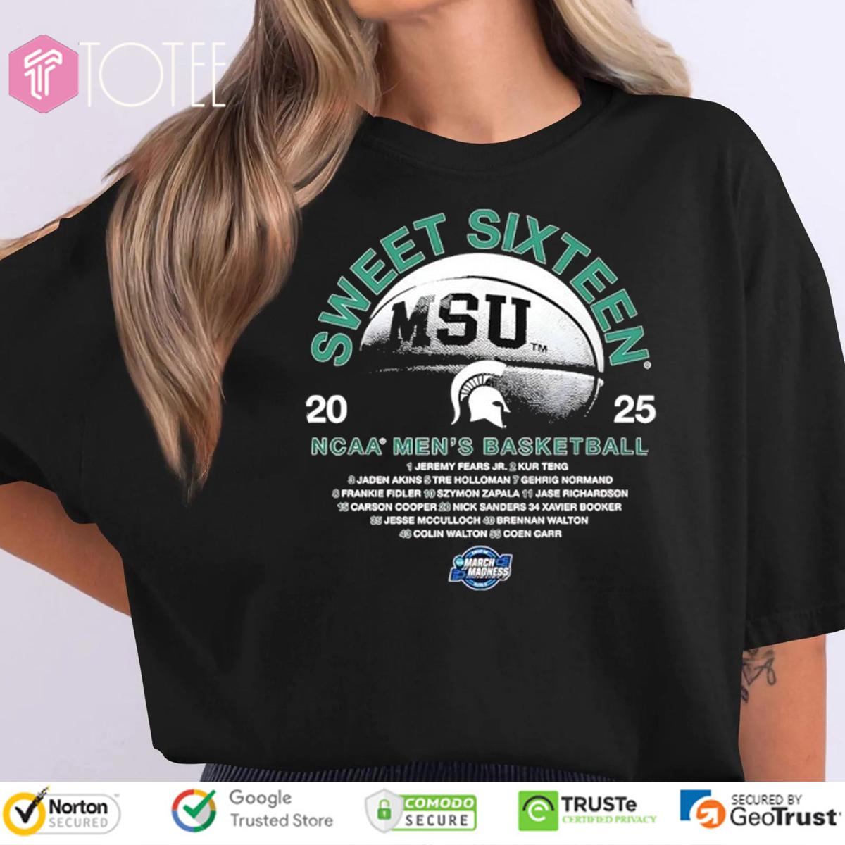 Michigan State Spartans Sweet Sixteen 2025 NCAA Men's Basketball Championship Shirt
