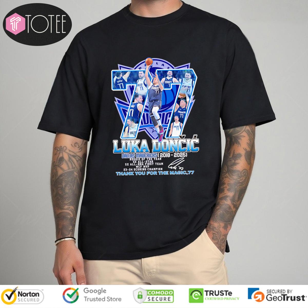 Luka Doncic Dallas Mavericks 7 Years 2018 2025 Signature t-shirt