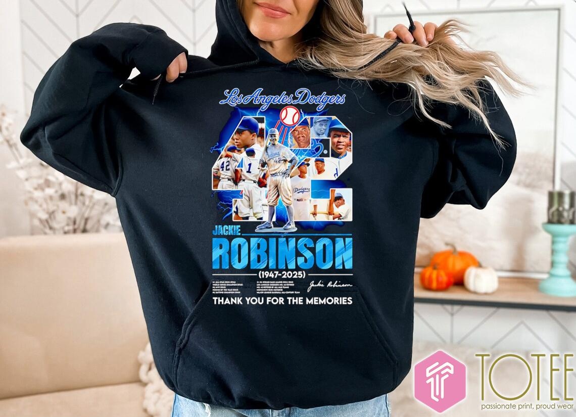 Los Angeles Dodgers 42 Jackie Robinson 1947-2025 Signature hoodie