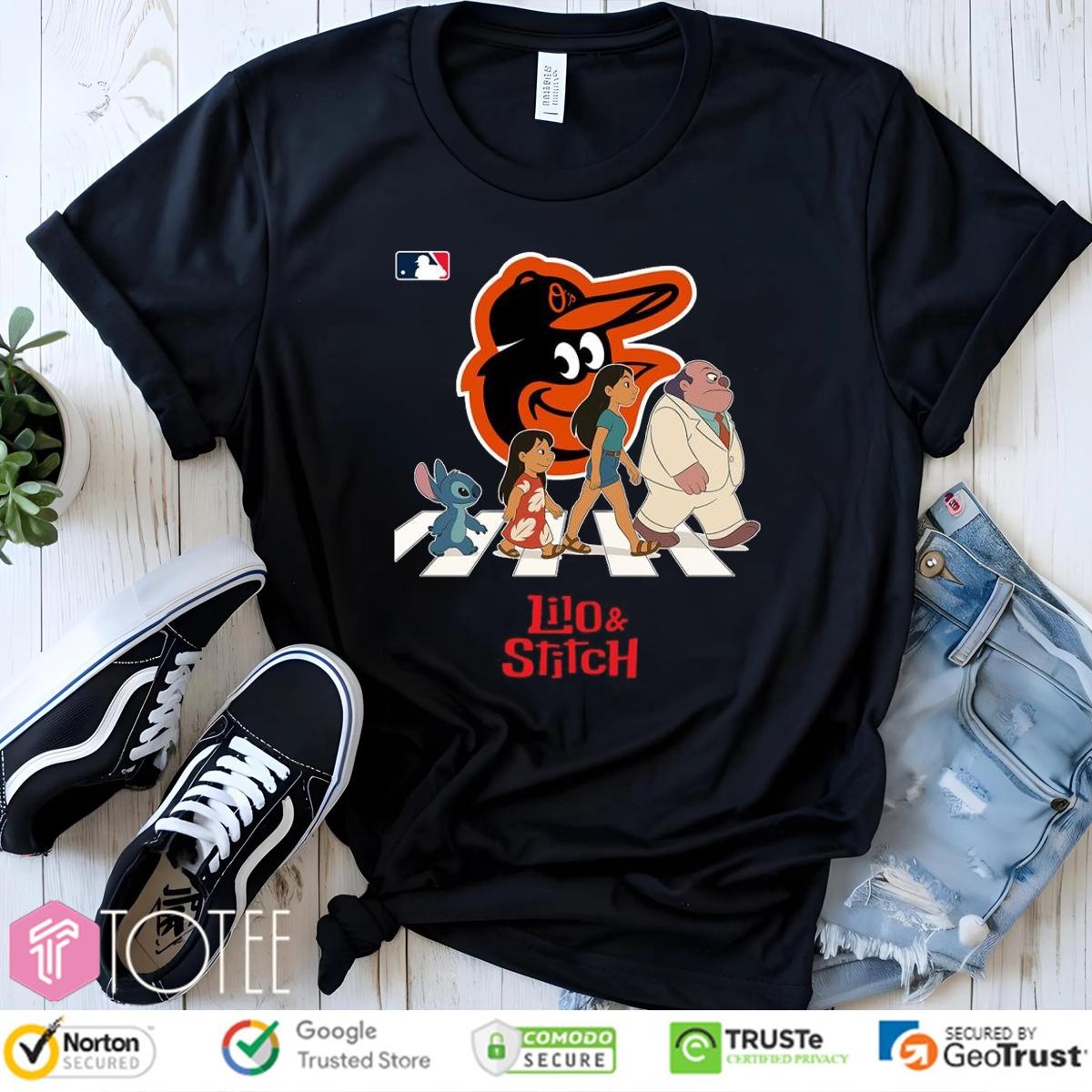 Lilo And Stitch Abbey Road Baltimore Orioles Baseball T-shirt