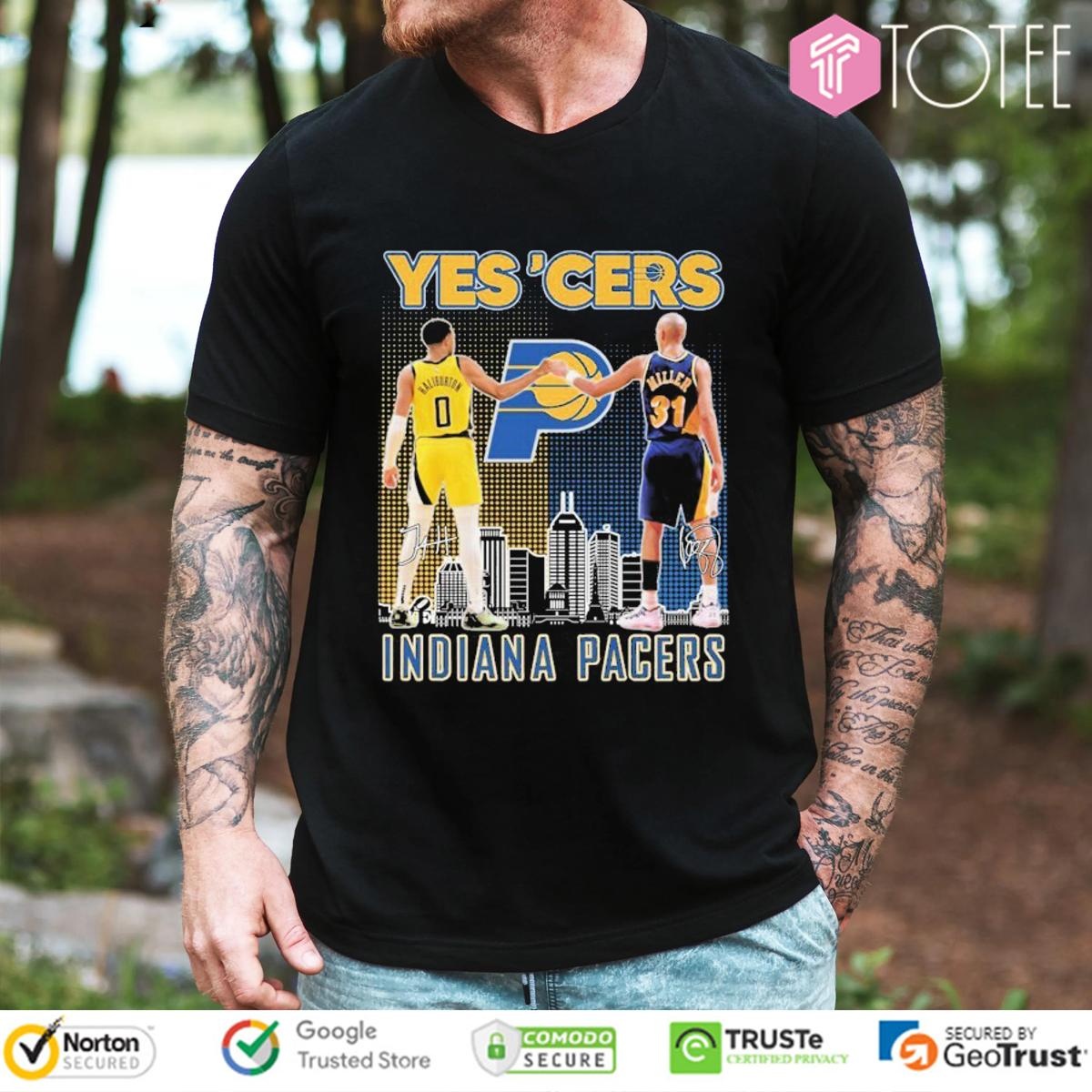 Tyrese Haliburton Choke Sign Reggie Miller Yes Cers Indiana Pacers T-shirt