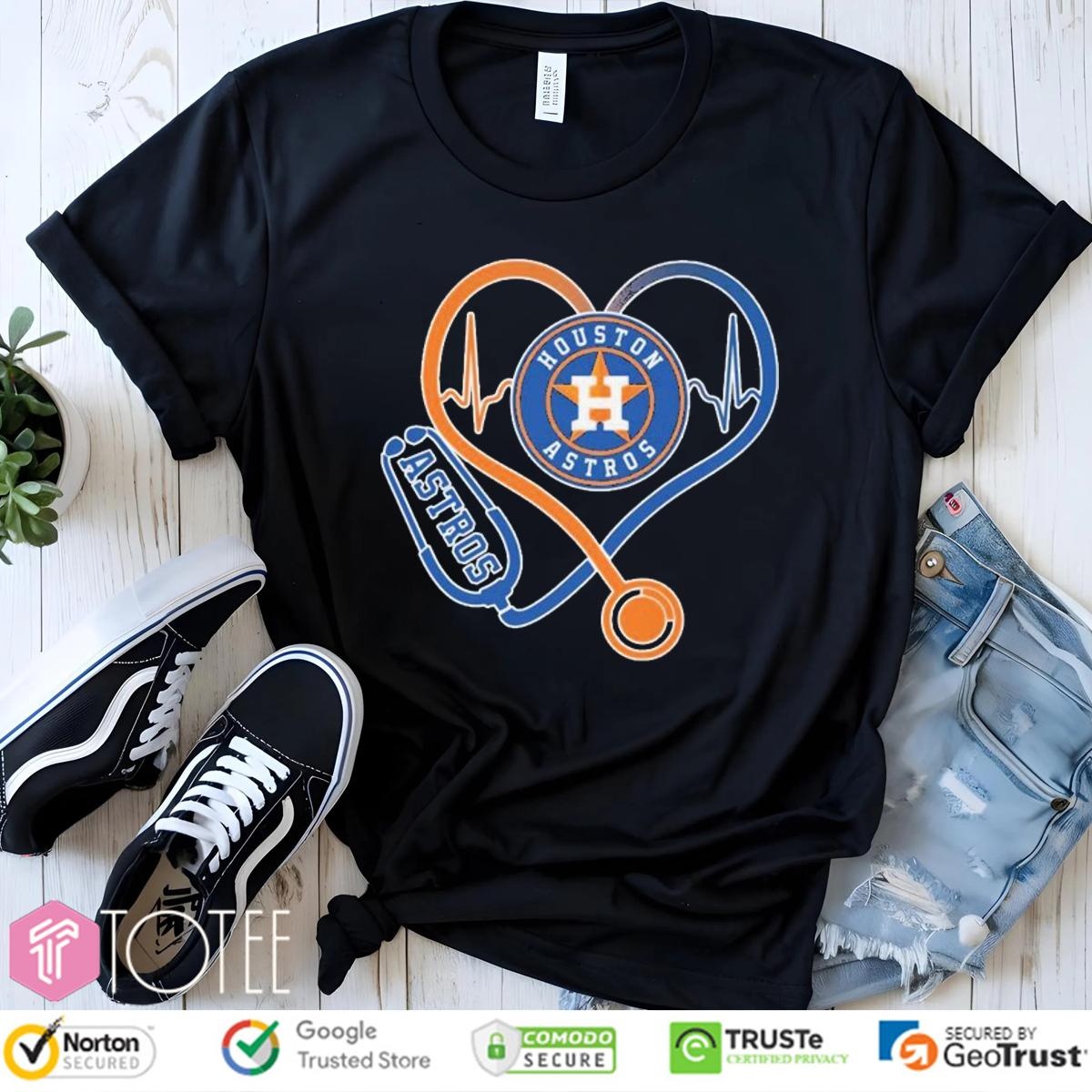 Stethoscope Heartbeat Nurse Houston Astros Baseball T-shirt
